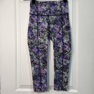 Lululemon Fast & Free Cropped Leggings Purple Iris Size 4 Nulux Fabric